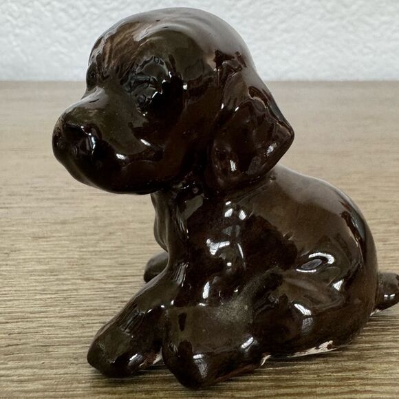 Chocolate Lab Puppy Dog Vintage Ceramic Figurine - Picture 2 of 4